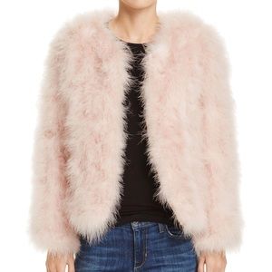 Pello Bello Pink Mauve feather jacket coat SMALL